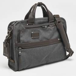 TUMI Grey/Brown Fabric and Leather Alpha 3 Slim Three Way Laptop Bag