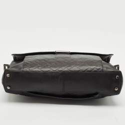 TUMI Black Logo Embossed Leather Ticon Slim Flap Briefcase