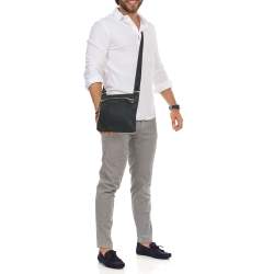 TUMI Black Nylon Flat Crossbody Bag