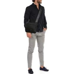 TUMI Black Nylon Ballistic Flap Messenger Bag