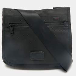 TUMI Black Nylon Ballistic Flap Messenger Bag