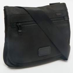 TUMI Black Nylon Ballistic Flap Messenger Bag