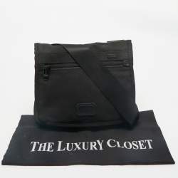 TUMI Black Nylon Ballistic Flap Messenger Bag