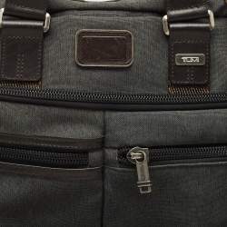 Tumi Grey/Brown Canvas and Leather Andersen Slim Commuter Briefcase Bag