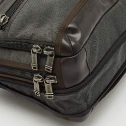 Tumi Grey/Brown Canvas and Leather Andersen Slim Commuter Briefcase Bag