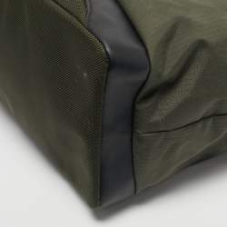 Pre Owned TUMI Military Green/Black Nylon and Leather Weekender Tote