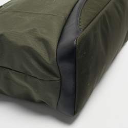 Pre Owned TUMI Military Green/Black Nylon and Leather Weekender Tote