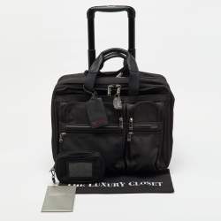 Pre Owned TUMI Black Canvas Alpha Compact Wheeled Brief Trolley