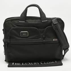 Pre Owned TUMI Black Nylon Large Alpha 3 Compact Laptop Briefcase Bag