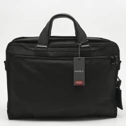 Pre Owned TUMI Black Nylon Large Alpha 3 Compact Laptop Briefcase Bag
