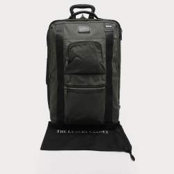 Pre Owned Tumi Army Green Nylon Alpha Bravo McConnell Zip Expandable Carry-On Wheel Suitcase