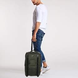 Pre Owned Tumi Army Green Nylon Alpha Bravo McConnell Zip Expandable Carry-On Wheel Suitcase