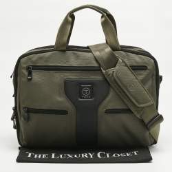 Pre Owned TUMI T-Tech Army Green Nylon Multi Pockets Laptop Bag