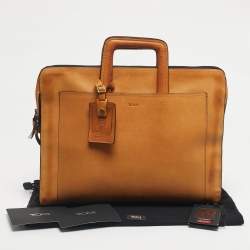 Pre Owned TUMI Tan Leather Limited Edition 100/1975 Slim Portfolio Briefcase