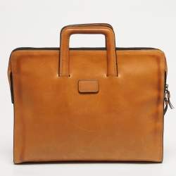 Pre Owned TUMI Tan Leather Limited Edition 100/1975 Slim Portfolio Briefcase
