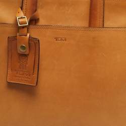 Pre Owned TUMI Tan Leather Limited Edition 100/1975 Slim Portfolio Briefcase