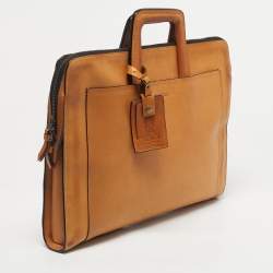 Pre Owned TUMI Tan Leather Limited Edition 100/1975 Slim Portfolio Briefcase