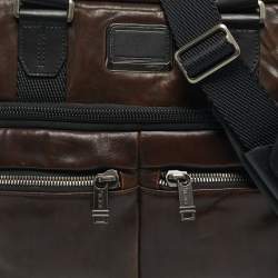 Pre Owned TUMI Black Leather Alpha Bravo Albany Expandable Commuter Briefcase Bag