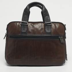 Pre Owned TUMI Black Leather Alpha Bravo Albany Expandable Commuter Briefcase Bag