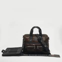 Pre Owned TUMI Black Leather Alpha Bravo Albany Expandable Commuter Briefcase Bag