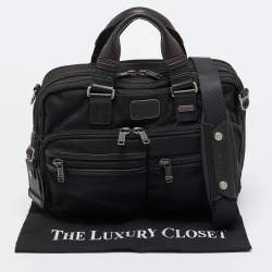 Pre Owned TUMI Black/Brown Nylon Alpha Bravo Andersen Slim Commuter Briefcase