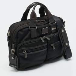 Pre Owned TUMI Black/Brown Nylon Alpha Bravo Andersen Slim Commuter Briefcase