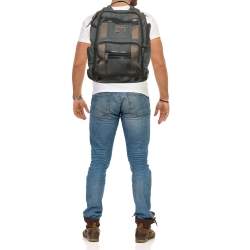 Pre Owned TUMI Grey/Brown Canvas Alpha Bravo Kingsville Deluxe Backpack