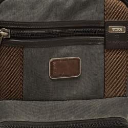 Pre Owned TUMI Grey/Brown Canvas Alpha Bravo Kingsville Deluxe Backpack