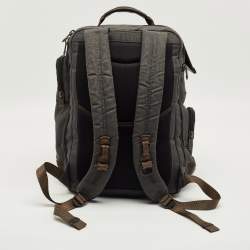 Pre Owned TUMI Grey/Brown Canvas Alpha Bravo Kingsville Deluxe Backpack