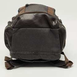 Pre Owned TUMI Grey/Brown Canvas Alpha Bravo Kingsville Deluxe Backpack