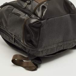 Pre Owned TUMI Grey/Brown Canvas Alpha Bravo Kingsville Deluxe Backpack