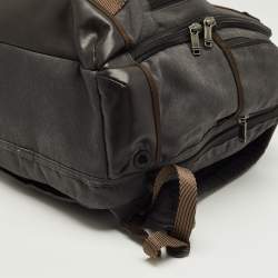 Pre Owned TUMI Grey/Brown Canvas Alpha Bravo Kingsville Deluxe Backpack