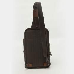 Pre Owned حقيبة ظهر تومي الفا برافو مونتيري حمالة جلد بني ونايلون