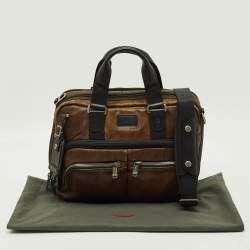 مملوكة مسبقًا حقيبة كمبيوتر تومي الفا برافو الباني رفيعة جلد أسود 