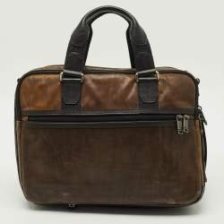 مملوكة مسبقًا حقيبة كمبيوتر تومي الفا برافو الباني رفيعة جلد أسود 