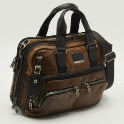 مملوكة مسبقًا حقيبة كمبيوتر تومي الفا برافو الباني رفيعة جلد أسود 