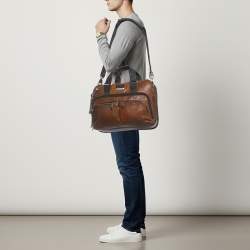 مملوكة مسبقًا حقيبة كمبيوتر تومي الفا برافو الباني رفيعة جلد أسود 