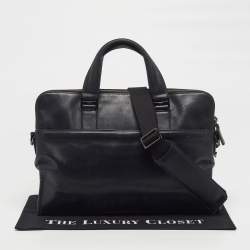 مملوكة مسبقًا Tumi Harrison Seneca Slim Black Leather Briefcase