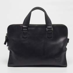 مملوكة مسبقًا Tumi Harrison Seneca Slim Black Leather Briefcase