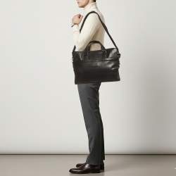 مملوكة مسبقًا Tumi Harrison Seneca Slim Black Leather Briefcase