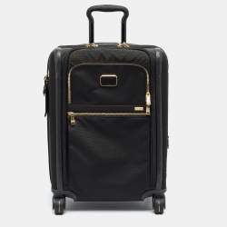 Pre Owned Tumi Alpha 3 International Dual Access 4-Wheeled Black Nylon Carry-On Luggage