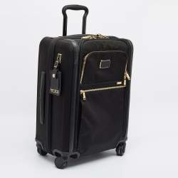 Pre Owned Tumi Alpha 3 International Dual Access 4-Wheeled Black Nylon Carry-On Luggage