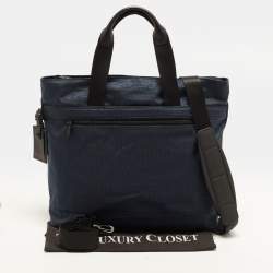 Pre Owned TUMI Companion Blue/Black Nylon and Leather Tote