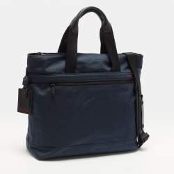Pre Owned TUMI Companion Blue/Black Nylon and Leather Tote