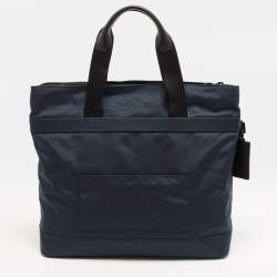 Pre Owned TUMI Companion Blue/Black Nylon and Leather Tote
