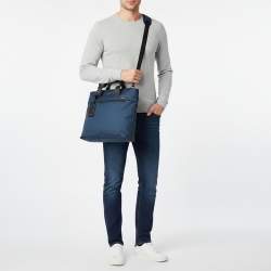Pre Owned TUMI Companion Blue/Black Nylon and Leather Tote