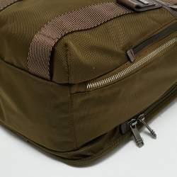Pre Owned TUMI Greely Green/Brown Leather and Nylon Sling Backpack