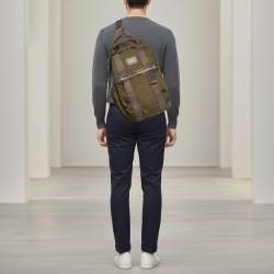 Pre Owned TUMI Greely Green/Brown Leather and Nylon Sling Backpack
