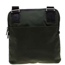 Tumi Olive Green Canvas Annapolis Flap Messenger Bag