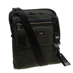 Tumi Olive Green Canvas Annapolis Flap Messenger Bag